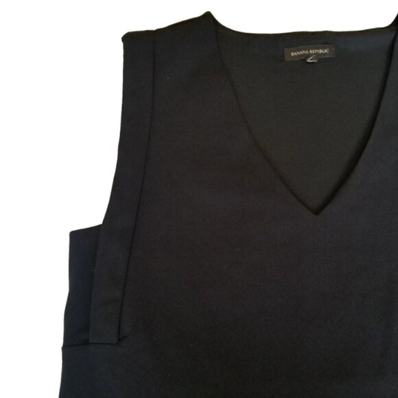 Banana Republic Blouse Womens V Neck Sleeveless Black Shirt Side Slits - Picture 8 of 9